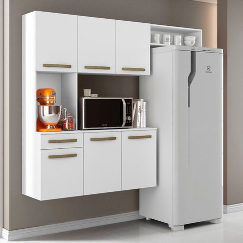 Armário de Cozinha Compacta 160cm Lora Branco A15 - Mpozenato