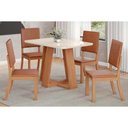 Ver imagem 1 de Conjunto: Mesa Sala Jantar Lins C/ Tampo Madeirado C/ Vidro Curvo 120x80cm e 4 Cadeiras Milla Plus
