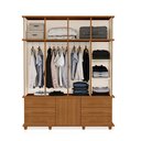 Ver imagem 3 de Guarda Roupas Londres 100% Mdf C/ 9 Portas 6 Gavetas Pés Madeira - Luapa - Freijó