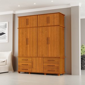 Guarda Roupas Londres 100% Mdf C/ 9 Portas 6 Gavetas Pés Madeira - Luapa - Freijó