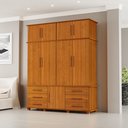 Ver imagem 1 de Guarda Roupas Londres 100% Mdf C/ 9 Portas 6 Gavetas Pés Madeira - Luapa - Freijó