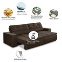 Ver imagem 3 de Sofá Retrátil e Reclinável 3 Lugares 2,30m com Molas Sabrina Suede Marrom Madelina Decor