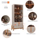 Ver imagem 4 de Cristaleira Lizz 4 Portas 3 Prateleiras - 4 Cores:off White/cedro