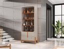 Ver imagem 1 de Cristaleira Lizz 4 Portas 3 Prateleiras - 4 Cores:off White/cedro