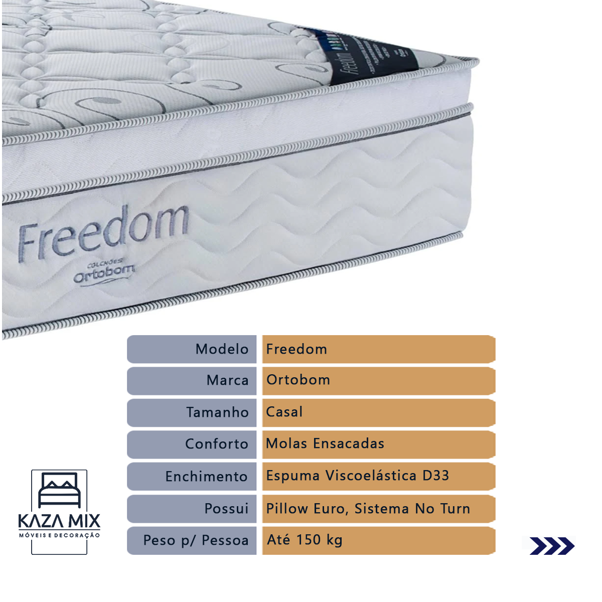 Colchão King Size Freedom Molas Ensacadas Visco D33 Ortobom - 3