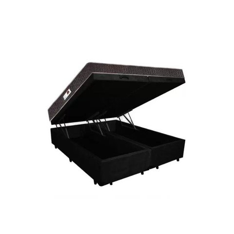 Cama Box Baú Queen Colchão Mola Bonnel Belos Sonhos + Box Sintético 69x158x198 Preto