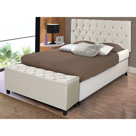 Cabeceira Box Casal Paris 1.40 Suede Areia - Areia