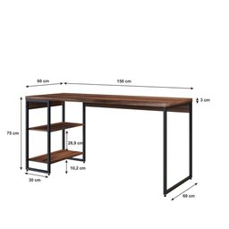 Mesa C-estante Baixa 150x64x75cm C-02 Prateleiras Nogal - Est.preta Nogal - Est.preta - 4