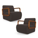 Ver imagem 1 de Kit 02 Poltronas Decorativas Orgânica Living Kavya Veludo Marrom - Abmaza
