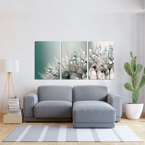 Quadro Decorativo para Sala - 3 Telas Dente de Leão - 120x60cm