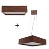 Kit Plafon Madeira Quadrado 50cm + Pendente Quadrado 50cm - Imbuia - 110v/220v - 4