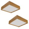 Kit 2 Plafons Quadrado Madeira 30x30 2 Luzes Freijó - 1