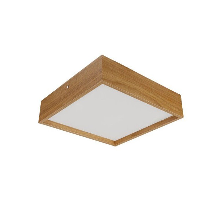 Plafon Wood Quadrado 30x30cm - 2 Luzes E27 - Freijó