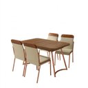 Ver imagem 2 de Conjunto Sala de Jantar 4 Cadeiras Azaleia Carraro Nogal Rosê