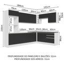 Ver imagem 4 de Armário de Cozinha Completa de Canto 100% MDF 479cm Branco/Preto Acordes Madesa 03