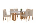 Ver imagem 1 de Conjunto Sala de Jantar Mesa Téssera 170 Tampo Vidro Off White com 6 Cadeiras Téssera - Lopas Amendo