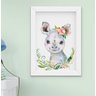 Quadro Infantil Bebê Menina Safari Aquarela Kit 5 Peças - 6