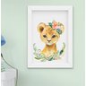 Quadro Infantil Bebê Menina Safari Aquarela Kit 5 Peças - 4