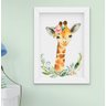 Quadro Infantil Bebê Menina Safari Aquarela Kit 5 Peças - 5