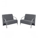Ver imagem 1 de Kit 2 Poltronas 2 Lugares Braço Alumínio Suede Cinza