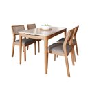 Ver imagem 1 de Conjunto Completo Mesa 1,30m Baobá e 4 Cadeiras Oiti em Madeira Tauari Vidro Off White - Madeira/