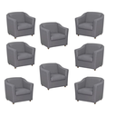 Ver imagem 1 de Kit 8 Poltronas Decorativa Reforçada Recepção Clinica Salão Courino Cinza