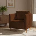 Ver imagem 1 de Poltrona Decorativa Aviv para Sala Escritório Recepção Luxo Linho Terracota Premium Easy Clean