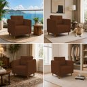 Ver imagem 5 de Poltrona Decorativa Aviv para Sala Escritório Recepção Luxo Linho Terracota Premium Easy Clean