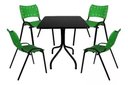 Ver imagem 2 de Jogo Mesa 70x70 Preta para Sorveterias e Restaurantes com 4 Cadeiras Iso Verde