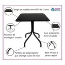 Ver imagem 3 de Jogo Mesa 70x70 Preta para Sorveterias e Restaurantes com 4 Cadeiras Iso Verde