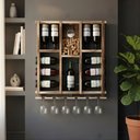 Ver imagem 7 de Adega de Madeira Maciça para 11 Garrafas de Vinho com Porta Rolhas e Porta Taças Taças - Rústica