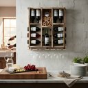 Ver imagem 3 de Adega de Madeira Maciça para 11 Garrafas de Vinho com Porta Rolhas e Porta Taças Taças - Rústica