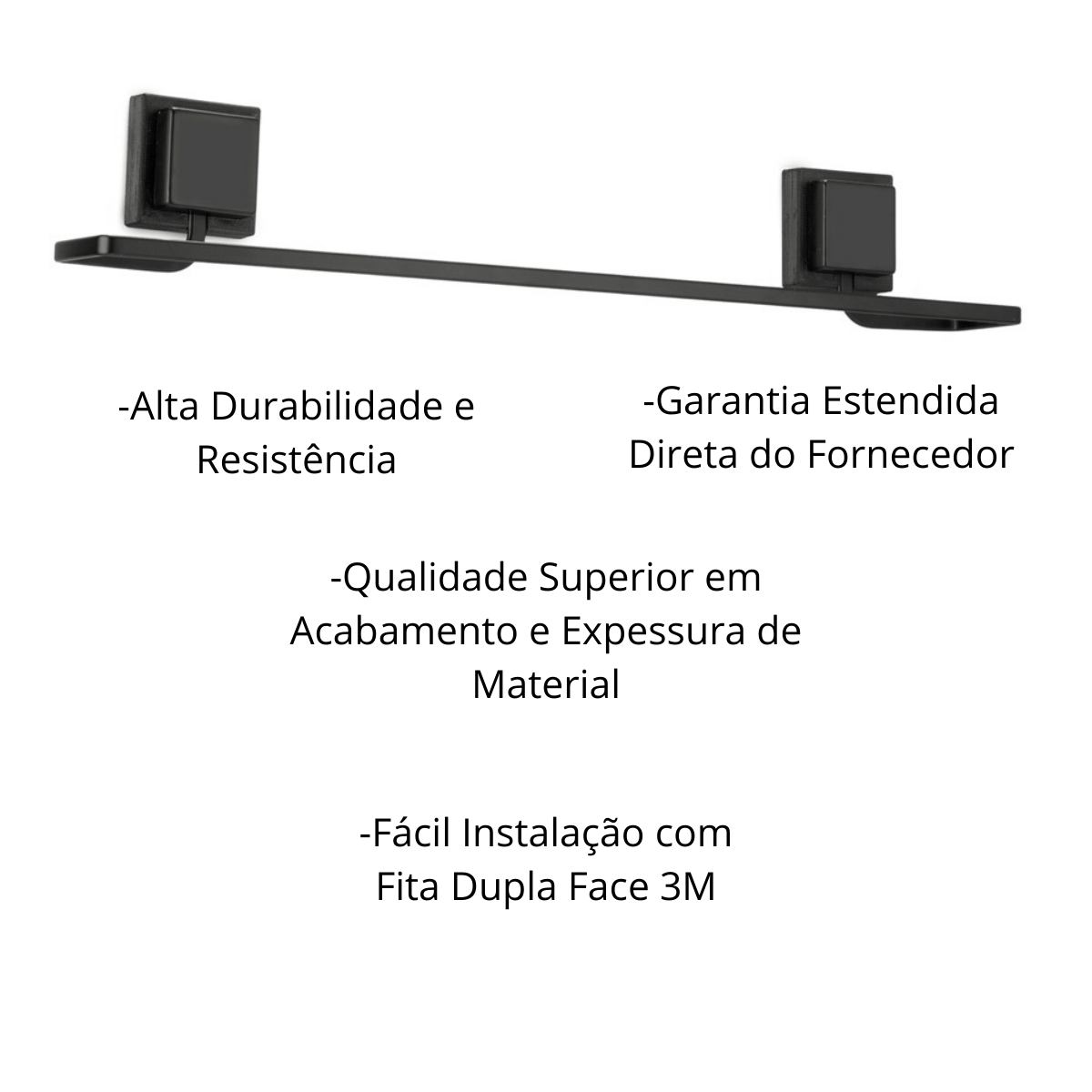 Porta Toalha de Banho Autocolante 3m Piatina Preto - 4