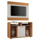 Ver imagem 1 de Rack com Painel Línio Freijó com Off White - MoveisAqui