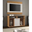 Ver imagem 2 de Rack com Painel Línio Freijó com Off White - MoveisAqui