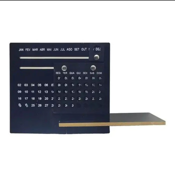 Calendário de Mesa Permanente Madeira Preto Home Office Decorativo - 2