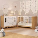 Ver imagem 1 de Berço 3 em 1 para Colchão 130x60cm com Cômoda 2 Portas 4 Gavetas Aurora Multimóveis Mp4766