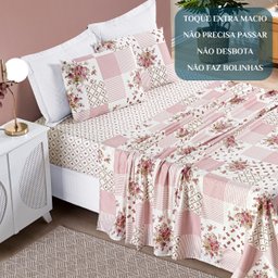Jogo de Cama Casal King Size Florença 200 Fios Estampado 04 Peças Super Elegante:rose - 2