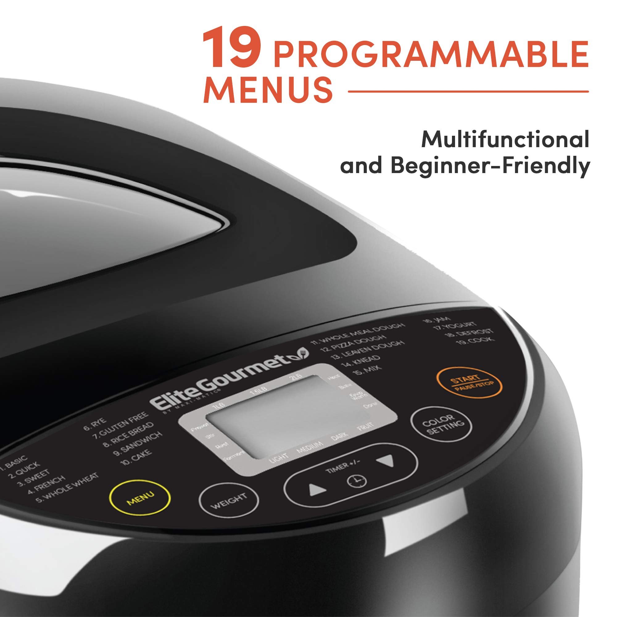 Elite Gourmet Ebm8103b Máquina de Pão Programável 2l Preto - 2