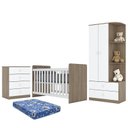 Ver imagem 1 de Dormitório Infantil Labirinto Guarda Roupa, Cômoda e Berço Rústico/Branco com Colchão - Móveis Henn