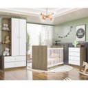 Ver imagem 2 de Dormitório Infantil Labirinto Guarda Roupa, Cômoda e Berço Rústico/Branco com Colchão - Móveis Henn