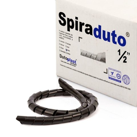 Organizador Fios e Cabos Spiraduto 1-2 Preto - 50 Metros