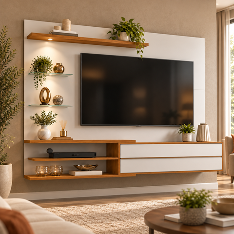 Painel para TV até 60 Polegadas 180cm NT1115 Off White/Freijó - Notável