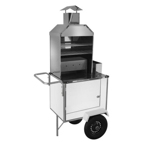 Carrinho de Churrasco Branco Simples com Rodas Pneumáticas
