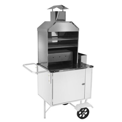 Carrinho de Churrasco Branco Simples com Rodas Maciças