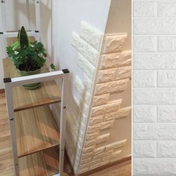 Kit 20 Placas Painel 3D Revestimento Tijolo Branco Auto Adesivo 70cm x 76cm - 5