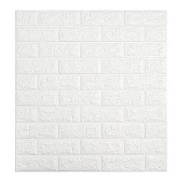 Kit 20 Placas Painel 3D Revestimento Tijolo Branco Auto Adesivo 70cm x 76cm - 1