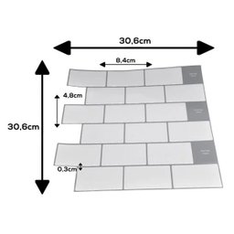 Painel Adesivo 3D Revestimento Parede Cinza Ceramica DIY - 5