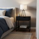 Ver imagem 6 de Kit 2 Mesas de Cabeceira 1 Gaveta Móvel Apoio Lateral de Cama Mordomo Black