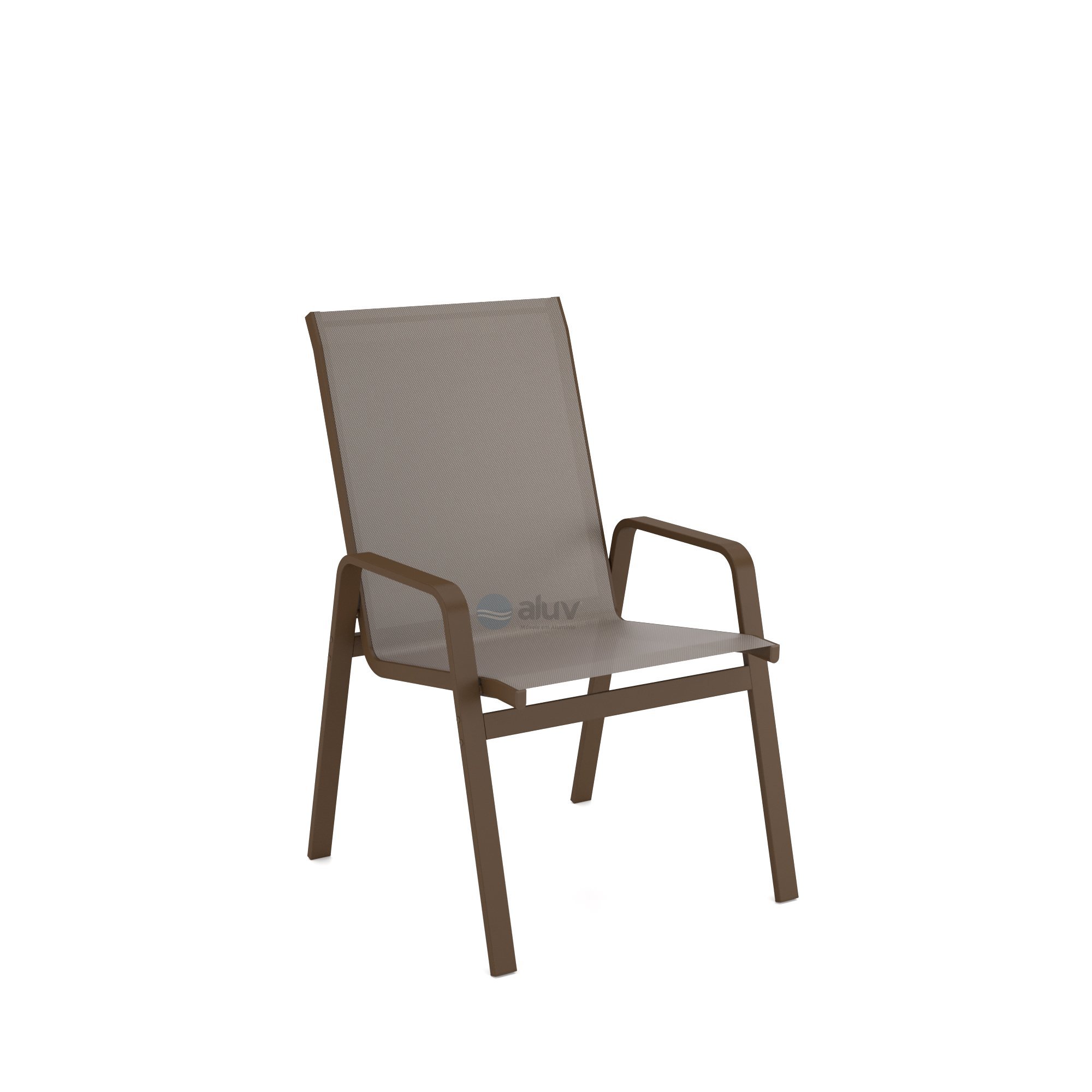 Mesa 4 cadeiras Ripado Piscina Alumínio Marrom e Tela Fendi - 2